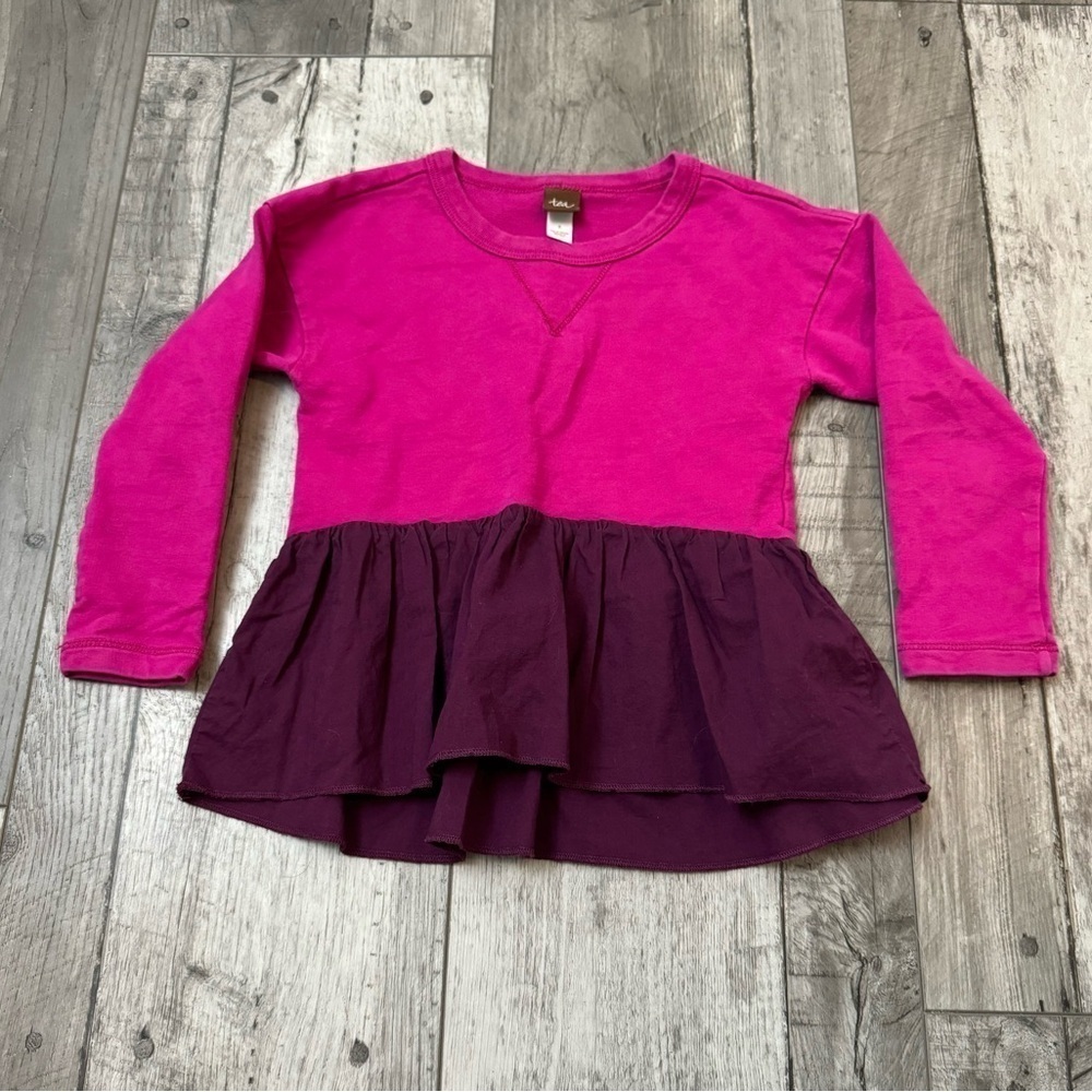 Tea Collection Girls Long Sleeve Skirted T-Shirt Pink Purple Size 3